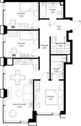 3-BD Apartment Sale, 75 sq. m. at Multikvartal CITYZEN, Vishnyovaya Street, Moscow, Russia #3