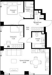 2-BD Apartment Sale, 67.8 sq. m. at VEER, Vereyskaya Street, Moscow, Russia #3 2-BD Apartment Sale, 67.8 sq. m. at VEER, Vereyskaya Street, Moscow, Russia #3
