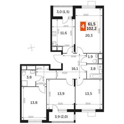 4-BD Apartment Sale, 102.1 sq. m. at Rimskiy, Rimskiy proyezd, 1, Settlement of Razvilka, Leninskiy City District, Moscow Region, Russia #2 4-BD Apartment Sale, 102.1 sq. m. at Rimskiy, Rimskiy proyezd, 1, Settlement of Razvilka, Leninskiy City District, Moscow Region, Russia #2