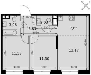 3-BD Apartment Sale, 56.52 sq. m. at Dvizhenie. Govorovo, Центральная улица, 47, деревня Говорово, поселение Московский, Москва, Россия #4