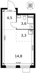 Apartment Sale, 26.2平方米 at Pervy Donskoj, zhiloy mikrorayon Sapronovo, derevnya Sapronovo, Leninskiy City District, Moscow Region, Russia #4