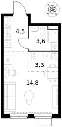 Apartment Sale, 26.2平方米 at Pervy Donskoj, zhiloy mikrorayon Sapronovo, derevnya Sapronovo, Leninskiy City District, Moscow Region, Russia #3 Apartment Sale, 26.2平方米 at Pervy Donskoj, zhiloy mikrorayon Sapronovo, derevnya Sapronovo, Leninskiy City District, Moscow Region, Russia #3
