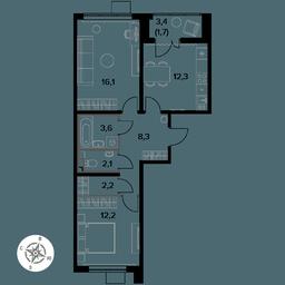 2-BD Apartment Sale, 58.5 sq. m. at Pervy Donskoj, zhiloy mikrorayon Sapronovo, derevnya Sapronovo, Leninskiy City District, Moscow Region, Russia #3 2-BD Apartment Sale, 58.5 sq. m. at Pervy Donskoj, zhiloy mikrorayon Sapronovo, derevnya Sapronovo, Leninskiy City District, Moscow Region, Russia #3