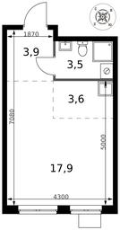 Apartment Sale, 28.9平方米 at Pervy Donskoj, zhiloy mikrorayon Sapronovo, derevnya Sapronovo, Leninskiy City District, Moscow Region, Russia #4