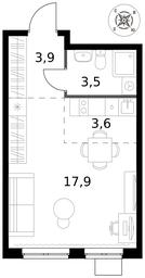 Apartment Sale, 28.9平方米 at Pervy Donskoj, zhiloy mikrorayon Sapronovo, derevnya Sapronovo, Leninskiy City District, Moscow Region, Russia #3