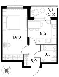 1-BD Apartment Sale, 33.5平方米 at Pervy Donskoj, zhiloy mikrorayon Sapronovo, derevnya Sapronovo, Leninskiy City District, Moscow Region, Russia #3 1-BD Apartment Sale, 33.5平方米 at Pervy Donskoj, zhiloy mikrorayon Sapronovo, derevnya Sapronovo, Leninskiy City District, Moscow Region, Russia #3