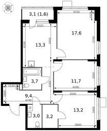 3-BD Apartment Sale, 76.7平方米 at Pervy Donskoj, zhiloy mikrorayon Sapronovo, derevnya Sapronovo, Leninskiy City District, Moscow Region, Russia #4
