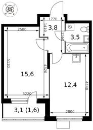 1-BD Apartment Sale, 36.9平方米 at Pervy Donskoj, zhiloy mikrorayon Sapronovo, derevnya Sapronovo, Leninskiy City District, Moscow Region, Russia #4