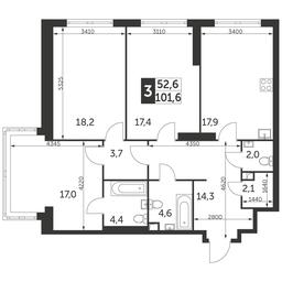 3-BD Apartment Sale, 101.6平方米 at Arkhitektor, Akademika Volgina Street, 2Д, Moscow, Russia #2 3-BD Apartment Sale, 101.6平方米 at Arkhitektor, Akademika Volgina Street, 2Д, Moscow, Russia #2