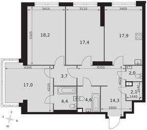 3-BD Apartment Sale, 101.6平方米 at Arkhitektor, Akademika Volgina Street, 2Д, Moscow, Russia #4