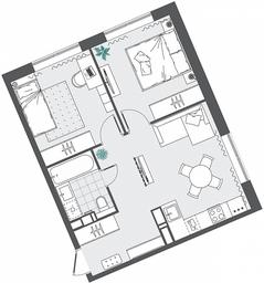 1-BD Apartment Sale, 47.92 sq. m. at Kvartal Rumyantsevo, ulitsa Admirala Kornilova, с1, Mosrentgen Settlement, Moscow, Russia #3