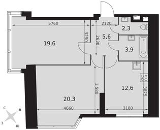 2-BD Apartment Sale, 64.3 sq. m. at Arkhitektor, Akademika Volgina Street, 2Д, Moscow, Russia #4