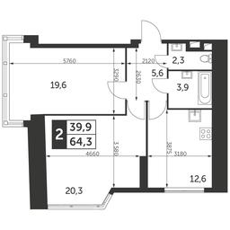 2-BD Apartment Sale, 64.3 sq. m. at Arkhitektor, Akademika Volgina Street, 2Д, Moscow, Russia #2 2-BD Apartment Sale, 64.3 sq. m. at Arkhitektor, Akademika Volgina Street, 2Д, Moscow, Russia #2