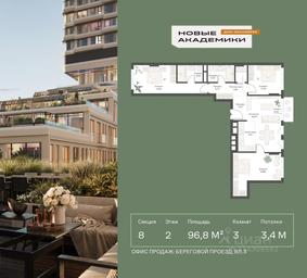 2-BD Apartment Sale, 96.81 sq. m. at Novye Akademiki. Dom-oranzhereya, Krzhizhanovskogo Street, Moscow, Russia #2