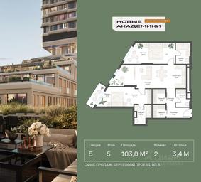1-BD Apartment Sale, 103.81平方米 at Novye Akademiki. Dom-oranzhereya, Krzhizhanovskogo Street, Moscow, Russia #2