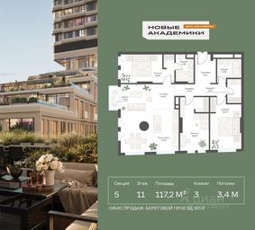 2-BD Apartment Sale, 117.18 sq. m. at Novye Akademiki. Dom-oranzhereya, Krzhizhanovskogo Street, Moscow, Russia #2