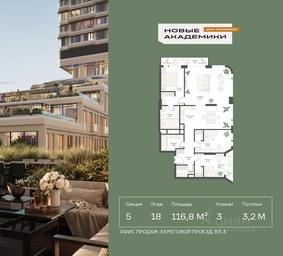 2-BD Apartment Sale, 116.84 sq. m. at Novye Akademiki. Dom-oranzhereya, Krzhizhanovskogo Street, Moscow, Russia #2
