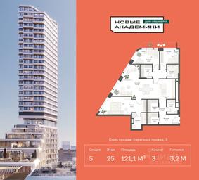 Продажа 2-комн. квартиры, 121,08 м² в ЖК «Новые Академики. Дом-оранжерея», улица Кржижановского, Москва, Россия #3