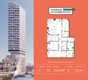 3-BD Apartment Sale, 155.77 sq. m. at Novye Akademiki. Dom-oranzhereya, Krzhizhanovskogo Street, Moscow, Russia #3