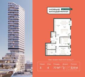 1-BD Apartment Sale, 77.01平方米 at Novye Akademiki. Dom-oranzhereya, Krzhizhanovskogo Street, Moscow, Russia #3