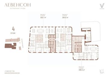 2-BD Apartment Sale, 286.9平方米 at Levenson (Levenson), Tryokhprudny Lane, Moscow, Russia #4