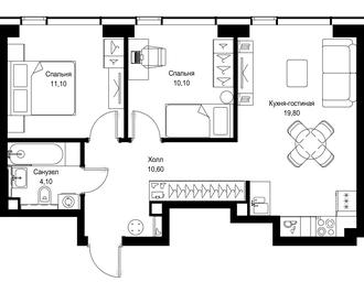 2-BD Apartment Sale, 55.7 sq. m. at Multikvartal CITYZEN, Vishnyovaya Street, Moscow, Russia #4