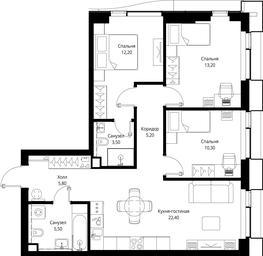 3-BD Apartment Sale, 78.1 sq. m. at Multikvartal CITYZEN, Vishnyovaya Street, Moscow, Russia #2 3-BD Apartment Sale, 78.1 sq. m. at Multikvartal CITYZEN, Vishnyovaya Street, Moscow, Russia #2