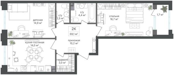 2-BD Apartment Sale, 67.6 sq. m. at Mikhalkovskiy, Mikhalkovskaya Street, 48, Moscow, Russia #3 2-BD Apartment Sale, 67.6 sq. m. at Mikhalkovskiy, Mikhalkovskaya Street, 48, Moscow, Russia #3