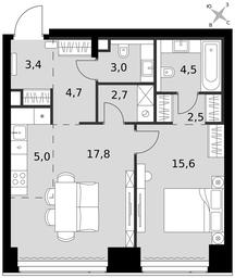 2-BD Apartment Sale, 59.2平方米 at Amber City, 3rd Khoroshyovsky Drive, 3А, Moscow, Russia #3 2-BD Apartment Sale, 59.2平方米 at Amber City, 3rd Khoroshyovsky Drive, 3А, Moscow, Russia #3