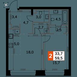 2-BD Apartment Sale, 59.5 sq. m. at Amber City, 3rd Khoroshyovsky Drive, 3А, Moscow, Russia #2