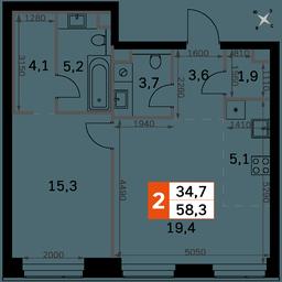 2-BD Apartment Sale, 58.3 sq. m. at Amber City, 3rd Khoroshyovsky Drive, 3А, Moscow, Russia #2