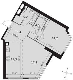 2-BD Apartment Sale, 60.7 sq. m. at Arkhitektor, Akademika Volgina Street, 2Д, Moscow, Russia #4