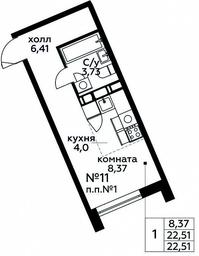 Apartment Sale, 22.51平方米 at Kvartal Rumyantsevo, ulitsa Admirala Kornilova, с1, Mosrentgen Settlement, Moscow, Russia #2 Apartment Sale, 22.51平方米 at Kvartal Rumyantsevo, ulitsa Admirala Kornilova, с1, Mosrentgen Settlement, Moscow, Russia #2