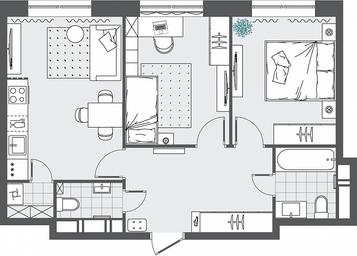 1-BD Apartment Sale, 55.17 sq. m. at Kvartal Rumyantsevo, ulitsa Admirala Kornilova, с1, Mosrentgen Settlement, Moscow, Russia #3