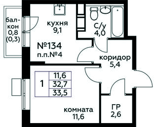 Продажа квартиры, 33,5 м² в ЖК «Цветочные Поляны», квартал № 23, поселение Филимонковское, Москва, Россия #2