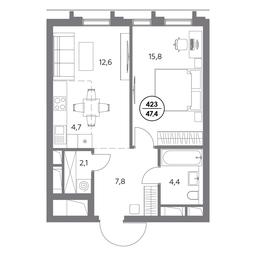2-BD Apartment Sale, 47.4 sq. m. at Dom56, Fridrikha Engelsa Street, 56с1, Moscow, Russia #2 2-BD Apartment Sale, 47.4 sq. m. at Dom56, Fridrikha Engelsa Street, 56с1, Moscow, Russia #2