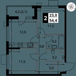 2-BD Apartment Sale, 54.4 sq. m. at 1 Izmajlovskij, Montazhnaya Street, 8с13, Moscow, Russia #3 2-BD Apartment Sale, 54.4 sq. m. at 1 Izmajlovskij, Montazhnaya Street, 8с13, Moscow, Russia #3