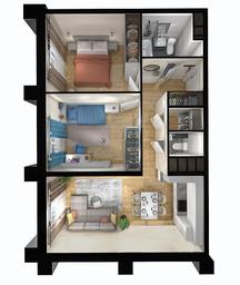 1-BD Apartment Sale, 55.25平方米 at Kvartal Rumyantsevo, ulitsa Admirala Kornilova, с1, Mosrentgen Settlement, Moscow, Russia #3
