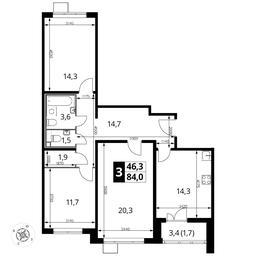 3-BD Apartment Sale, 83.8平方米 at Pervyi Lermontovskiy, zhiloy kompleks 1-y Lermontovskiy, Lyubertsy, Moscow Region, Russia #2 3-BD Apartment Sale, 83.8平方米 at Pervyi Lermontovskiy, zhiloy kompleks 1-y Lermontovskiy, Lyubertsy, Moscow Region, Russia #2