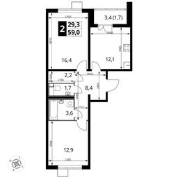 2-BD Apartment Sale, 59.2 sq. m. at Pervyi Lermontovskiy, zhiloy kompleks 1-y Lermontovskiy, Lyubertsy, Moscow Region, Russia #2