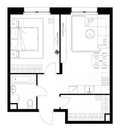 Apartment Sale, 48.5平方米 at Rezidentsii Skolkovo, Kashtanovaya ulitsa, 1, rabochiy posyolok Zarechye, Odintsovskiy City District, Moscow Region, Russia #4