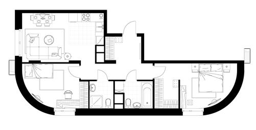 2-BD Apartment Sale, 64.3平方米 at Rezidentsii Skolkovo, Kashtanovaya ulitsa, 1, rabochiy posyolok Zarechye, Odintsovskiy City District, Moscow Region, Russia #4