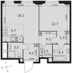 2-BD Apartment Sale, 54.5平方米 at Sydney City, Shenogina Street, 2, Moscow, Russia #2 2-BD Apartment Sale, 54.5平方米 at Sydney City, Shenogina Street, 2, Moscow, Russia #2