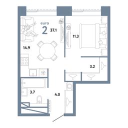 1-BD Apartment Sale, 37.1 sq. m. at Strana.Zarechnaja, Ilovayskaya Street, Moscow, Russia #2