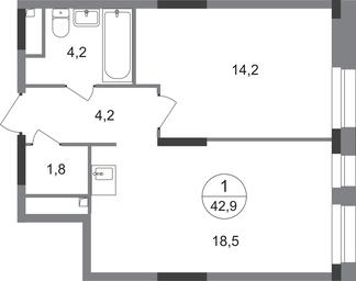 Apartment Sale, 42.9 sq. m. at Pervyi Moskovskiy, ulitsa Bianki, 1, Moskovskiy, Moscow, Russia #2