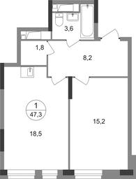 Apartment Sale, 47.3平方米 at Pervyi Moskovskiy, ulitsa Bianki, 1, Moskovskiy, Moscow, Russia #2 Apartment Sale, 47.3平方米 at Pervyi Moskovskiy, ulitsa Bianki, 1, Moskovskiy, Moscow, Russia #2