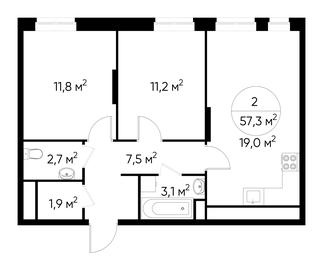 2-BD Apartment Sale, 57.4 sq. m. at Pervyi Moskovskiy, ulitsa Bianki, 1, Moskovskiy, Moscow, Russia #2 2-BD Apartment Sale, 57.4 sq. m. at Pervyi Moskovskiy, ulitsa Bianki, 1, Moskovskiy, Moscow, Russia #2