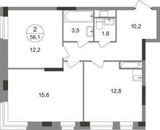 2-BD Apartment Sale, 56.1 sq. m. at Pervyi Moskovskiy, ulitsa Bianki, 1, Moskovskiy, Moscow, Russia #2 2-BD Apartment Sale, 56.1 sq. m. at Pervyi Moskovskiy, ulitsa Bianki, 1, Moskovskiy, Moscow, Russia #2