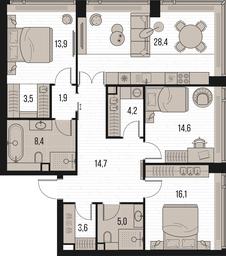 3-BD Apartment Sale, 116.8平方米 at High Life, Letnikovskaya Street, 11/10с1, Moscow, Russia #4