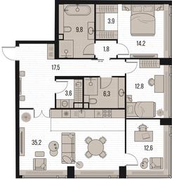 3-BD Apartment Sale, 120.2平方米 at High Life, Letnikovskaya Street, 11/10с1, Moscow, Russia #4